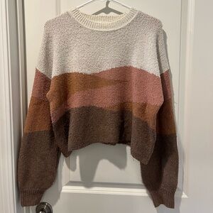 Pink, brown, and tan sweater